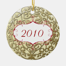 Christmas Ornament Gold Scroll