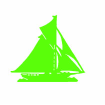 Christmas Ornament Sailboat Green Acrylic Cut Out
