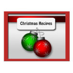 Christmas Ornaments Recipe Cards Postcard