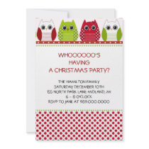 Christmas Owl Holiday Party Invitations