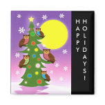 Christmas owls refrigerator magnet