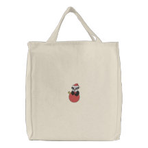 Christmas Panda Bear Embroidered Bag