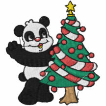 Christmas Panda Bear Embroidered Shirt