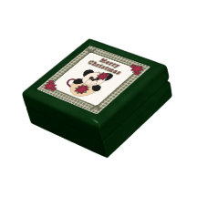 Christmas Panda Bear in a Cup with Plaid Gift Box