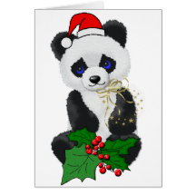 Christmas Panda Greeting Cards