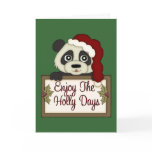 Christmas Panda Holly Days Card
