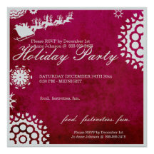 Christmas Party Holiday Invite Santa & Reindeer