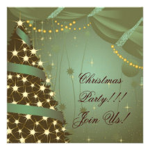 Christmas Party  Invitation Tree and Curtain