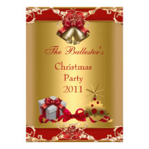 Christmas Party Red Gold Elite Xmas Holiday Personalized Invite
