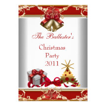 Christmas Party Red White Gold Elite Custom Invite