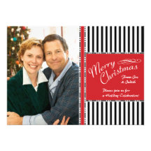 Christmas Party Stripes Photo Template Invitation