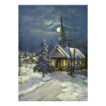 Christmas Party; Vintage Church in the Moonlight Custom Invitation
