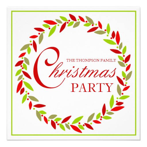 Christmas Party Wreath Invitation