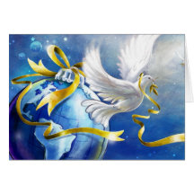 Christmas Peace Dove With Earth Ornament Greeting Card