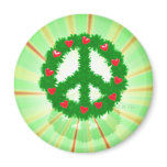 Christmas Peace Hearts Wreath Refrigerator Magnet