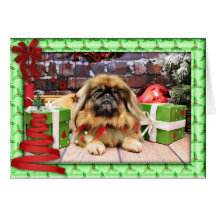 Christmas - Pekingese - Pebbles Greeting Card