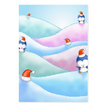 christmas penguin land business card templates