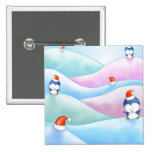 christmas penguin land pinback button