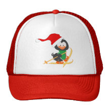 Christmas Penguin Skiing Hat