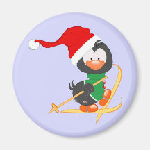 Christmas Penguin Skiing Magnets