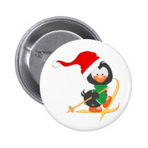Christmas Penguin Skiing Pin