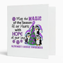 Christmas Penguins Alzheimer's Disease 3 Ring Binders