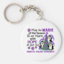 Christmas Penguins Domestic Violence Keychains