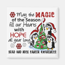 Christmas Penguins Head and Neck Cancer Magnets