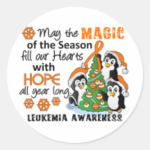 Christmas Penguins Leukaemia Round Stickers