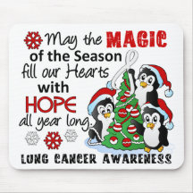 Christmas Penguins Lung Cancer Mousepad