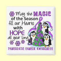 Christmas Penguins Pancreatic Cancer magnets