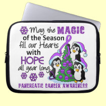 Christmas Penguins Pancreatic Cancer laptop sleeves