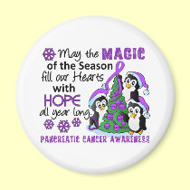 Christmas Penguins Pancreatic Cancer magnets