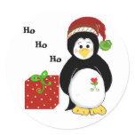Christmas Penguins Round Stickers