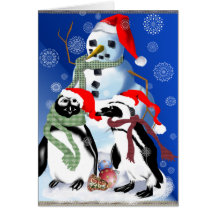 Christmas Penquin and Snowman Card