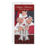 Christmas Photo Card Damask Red Jewel Bow
