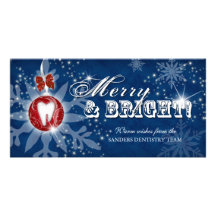 Christmas Photo Card Dental Molar Blue Red