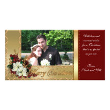 Christmas Photo card elegant poinsettias