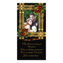Christmas photo card gold elegance