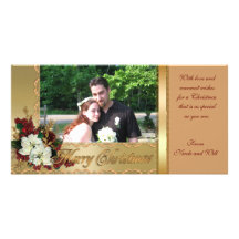Christmas Photo card poinsettias