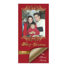 Christmas Photo card red and gold classic