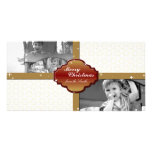 Christmas Photo Card - Red & Gold Gift Seal Stars