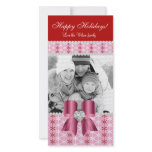 Christmas Photo Card Red Pink Snow Bow 2