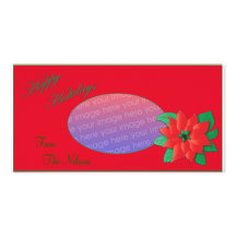 Christmas Photo Card Red Poinsettia