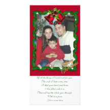 Christmas photo card Ribbons and bells