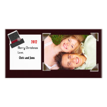 Christmas Photo Card Snowmans Hat Personalized