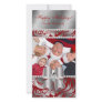 Christmas Photo Card Swirls Red Jewel Bow Silver