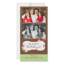 Christmas Photo Cards - Brown, Red Bird