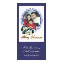 Christmas Photocard white poinsettias Personalized Photo Card