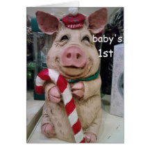 CHRISTMAS PIGGY 1st CHRISTMAS WISHES Card